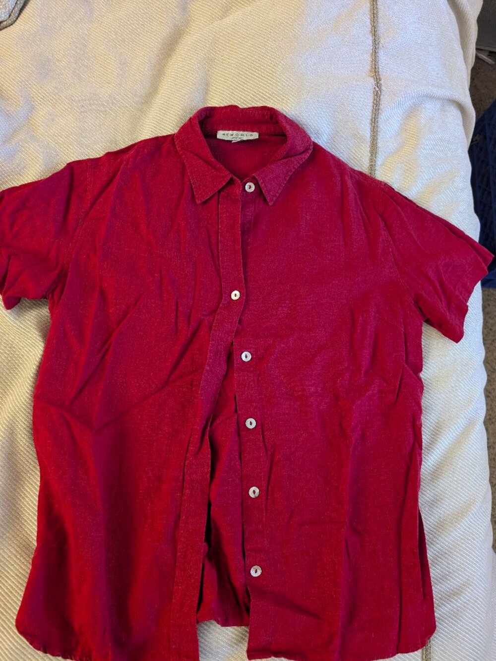 Cool Red Linen Blend Button Up Tshirt